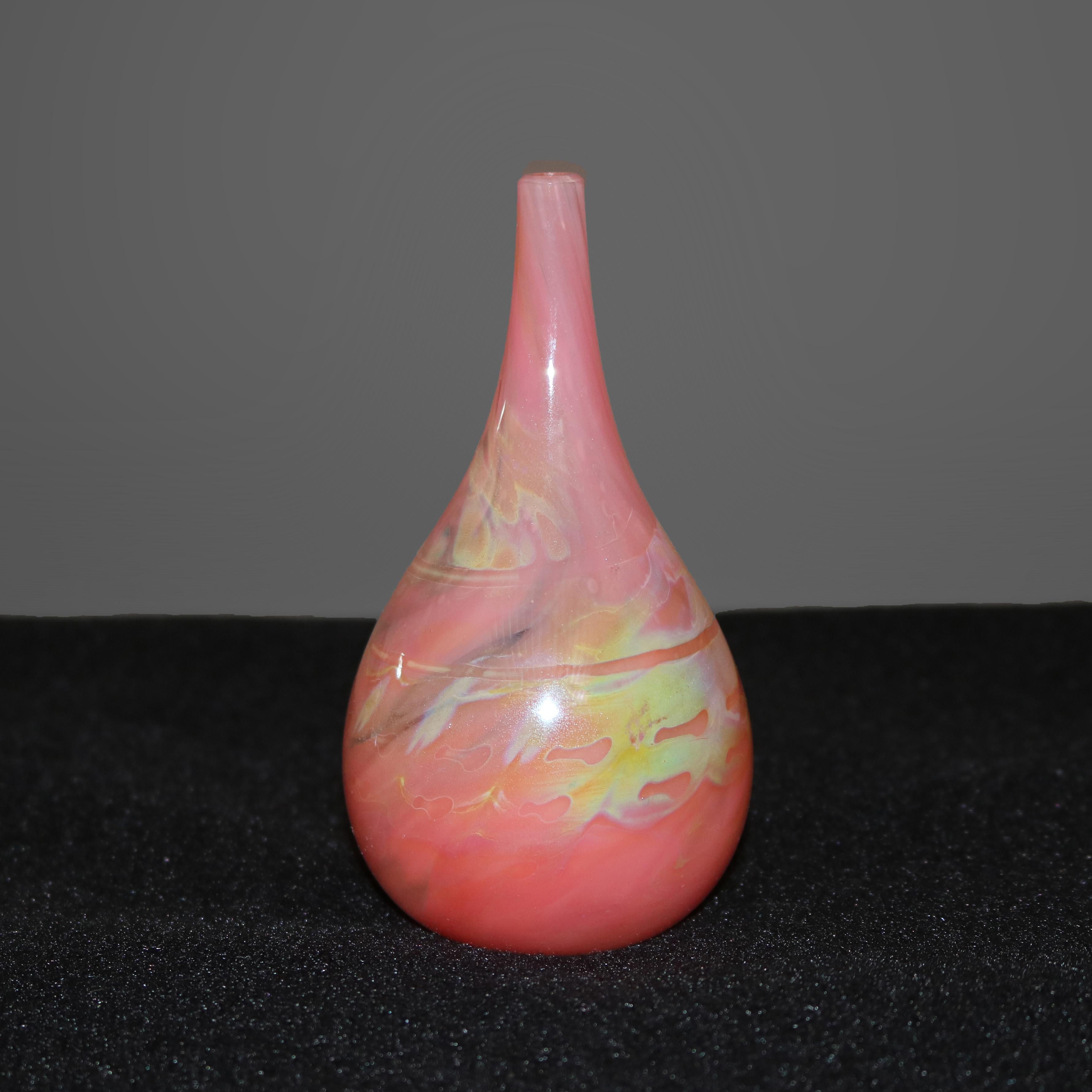 American Rare Antique LC Tiffany Rose Quartz Favrile Art Glass Cabinet Vase, c1920