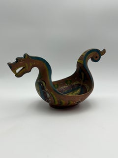 Rare Antique Ølfugl Ale Bowl, Norway / Sweden Folk Art, c. 1880s