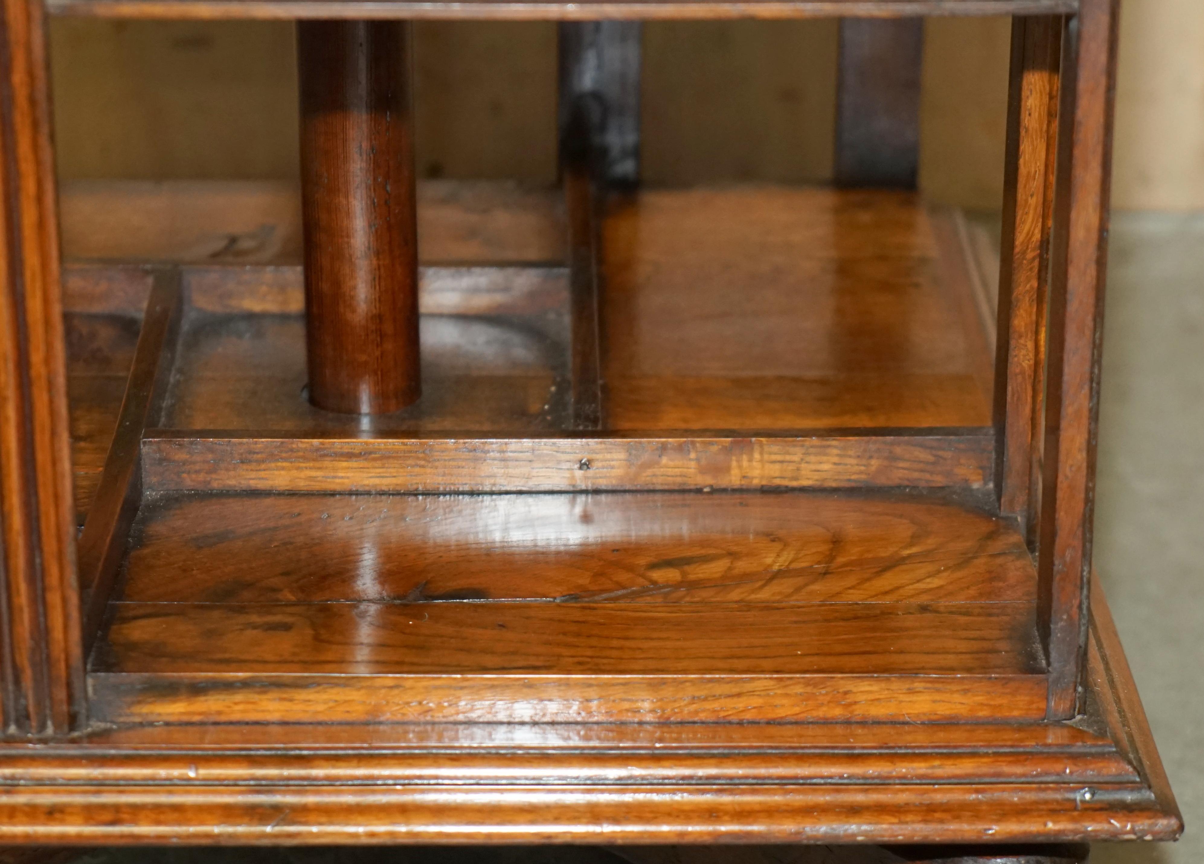 RARE ANTiQUE LORD NELSON HMS FOUDROYANT REVOLVING BOOKCASE TABLE RECLAIMED OAk For Sale 3