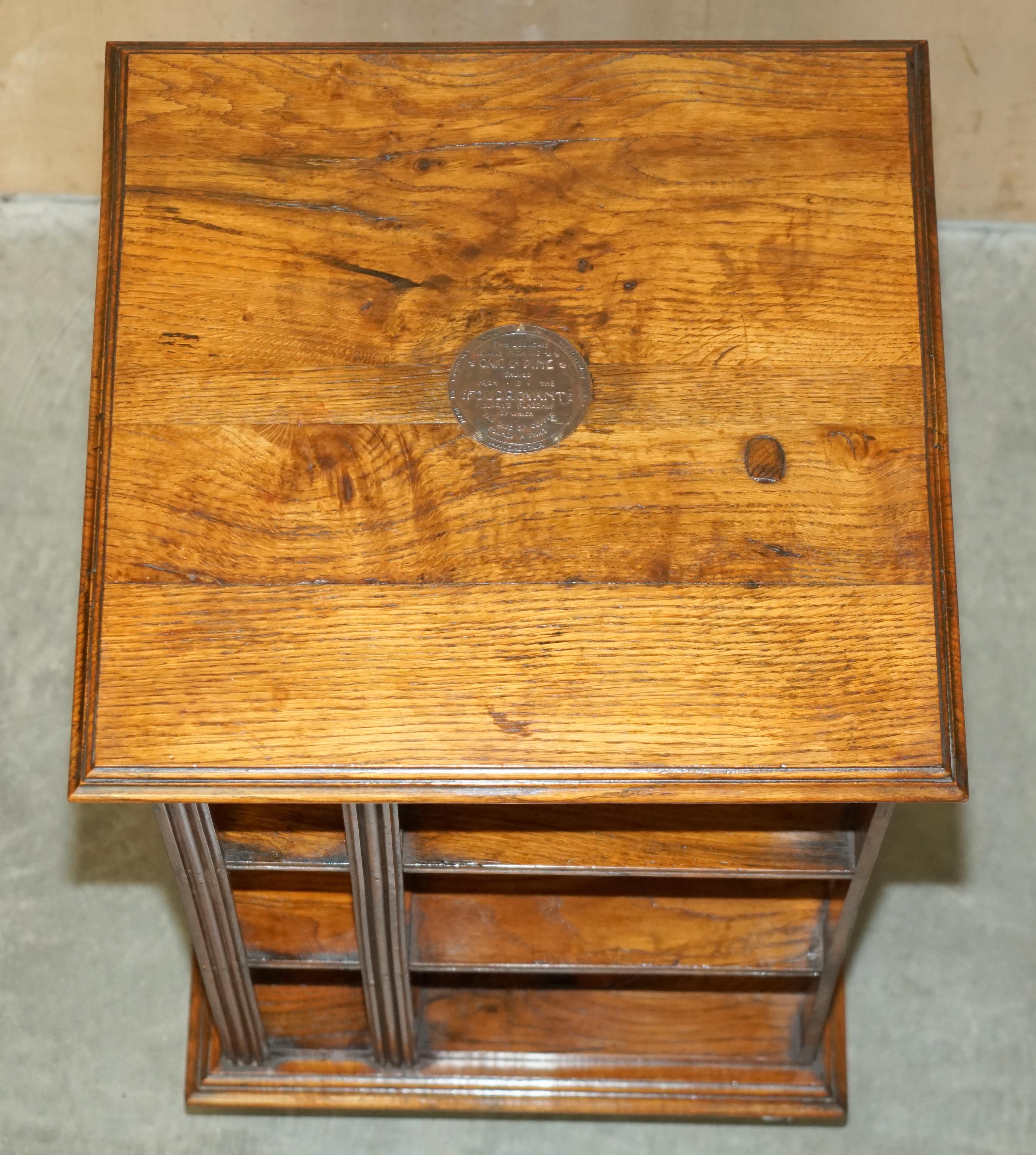 RARE ANTiQUE LORD NELSON HMS FOUDROYANT REVOLVING BOOKCASE TABLE RECLAIMED OAk For Sale 7