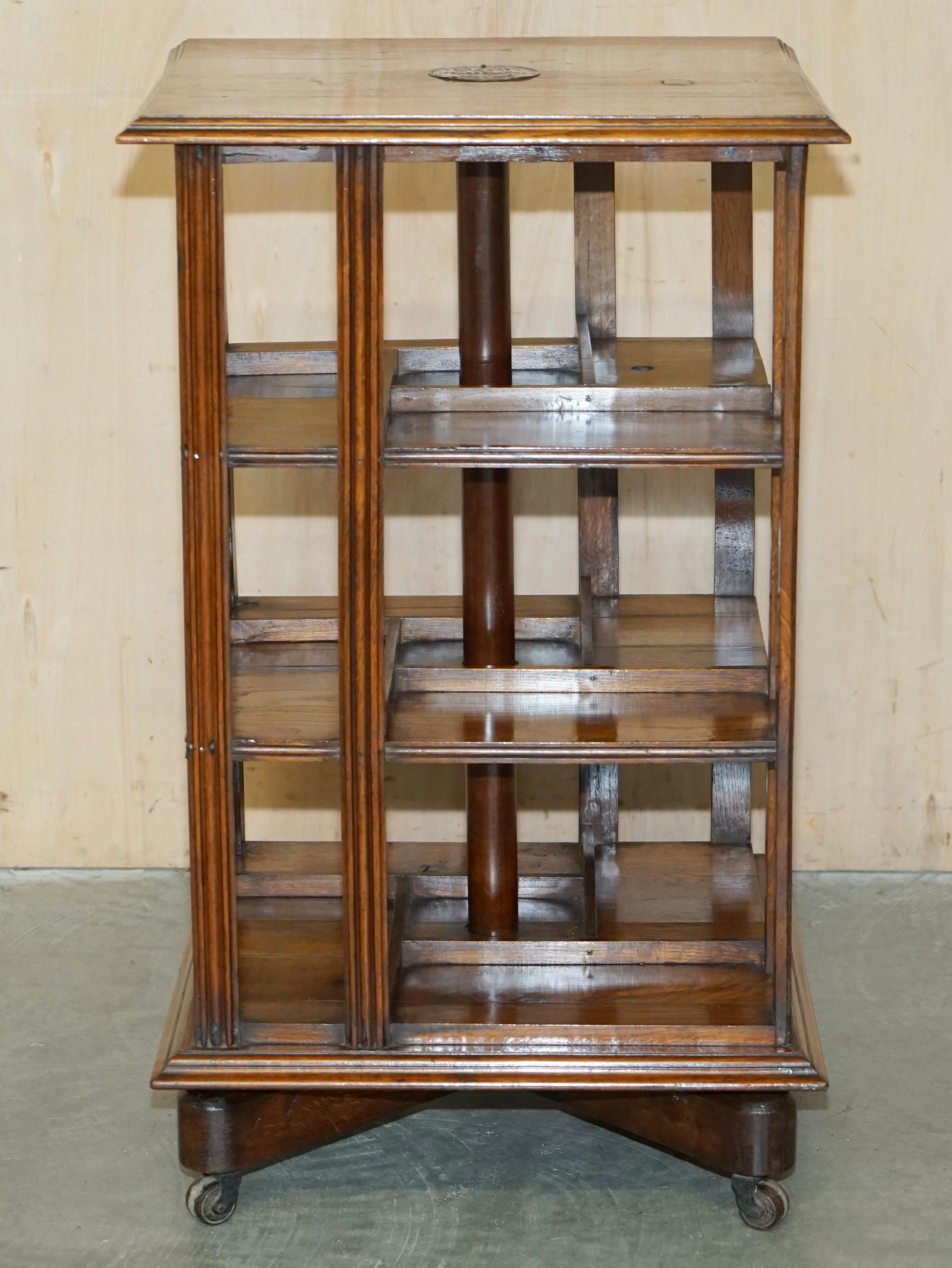 Victorian RARE ANTiQUE LORD NELSON HMS FOUDROYANT REVOLVING BOOKCASE TABLE RECLAIMED OAk For Sale