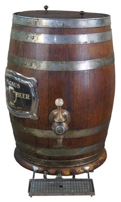 Rare Antique Magnus Root Beer Advertising Barrel Fountain Dispenser Keg Tap