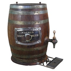 Rare Antique Magnus Root Beer Advertising Barrel Fountain Dispenser Keg Tap
