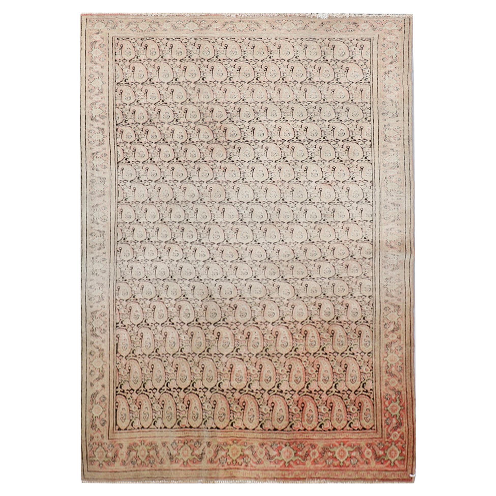 Rare Antique Rugs Malayer Traditional Blush Pink Rug Wool Paisley Pattern Carpet