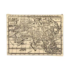 Rare Antique Map of Asia with Cartouche Depicting an Elephant, 1753