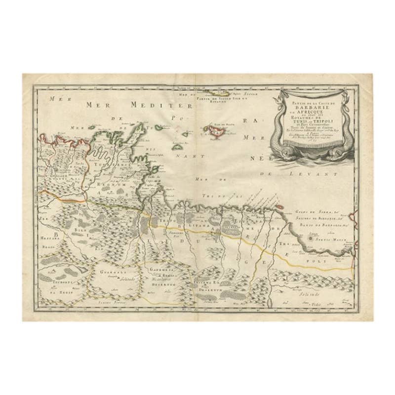 Rare Antique Map of 'Barbarie' or Northern Africa, 1655