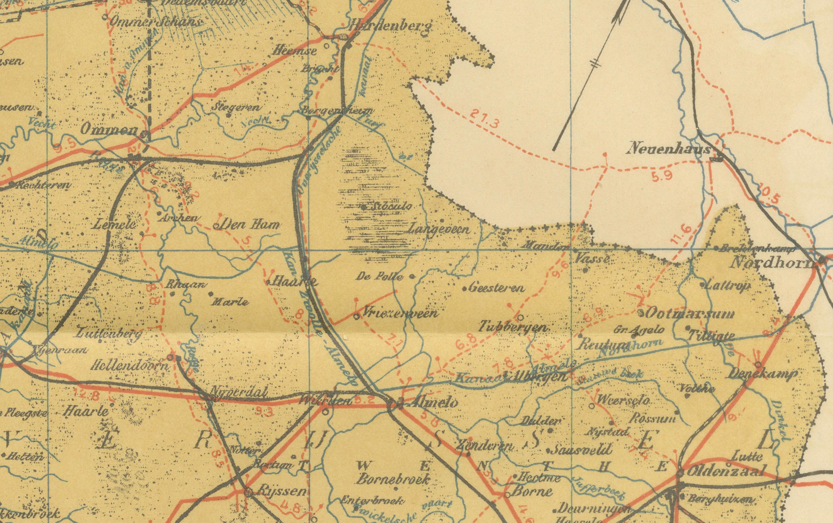 Carte ancienne de Drenthe et Overijssel - Sleeswijk Atlas, 1914

Description :
Cette carte ancienne de Drenthe et Overijssel a été publiée en 1914 dans l'Atlas Sleeswijk, un des principaux atlas scolaires néerlandais du début du 20e siècle. Il