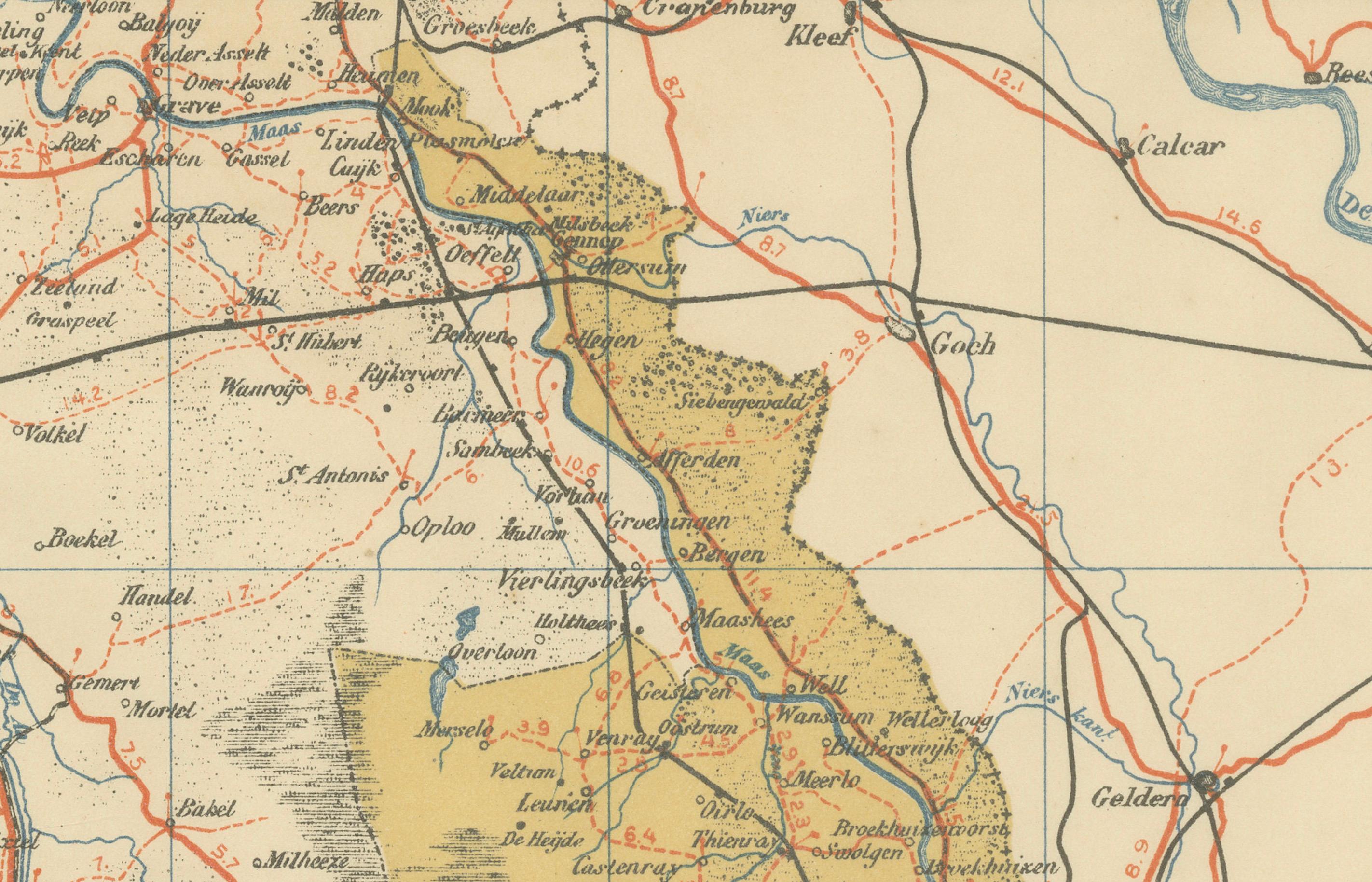 Rare carte ancienne du Limburg - Atlas Sleeswijk des Pays-Bas, 1914 en vente 3