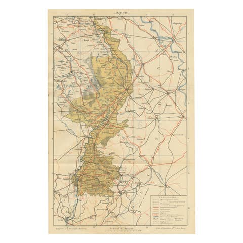 Rare Antique Map of Limburg – Sleeswijk Atlas of the Netherlands, 1914