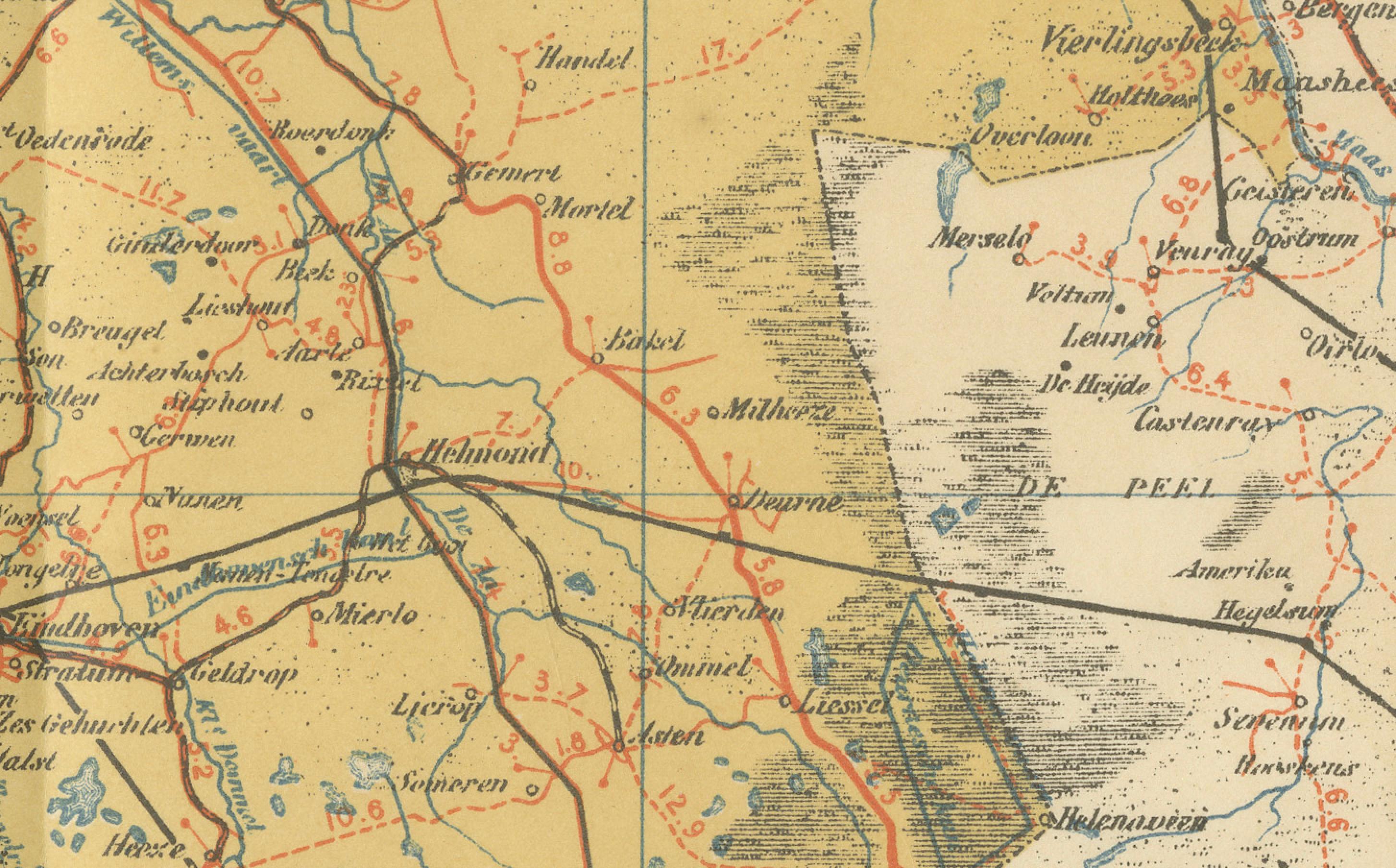 Rare Antique Map of Noord-Brabant – Sleeswijk Atlas of the Netherlands, 1914 In Good Condition For Sale In Langweer, NL