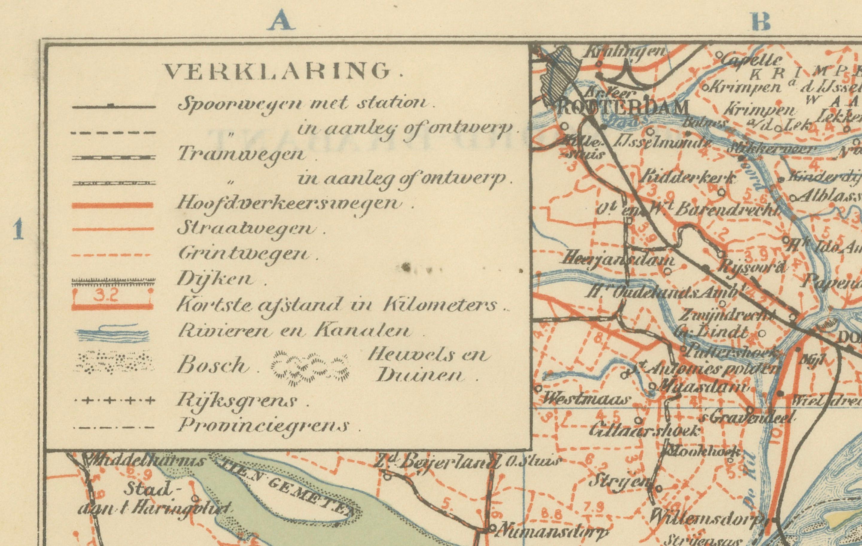 Rare Antique Map of Noord-Brabant – Sleeswijk Atlas of the Netherlands, 1914 For Sale 1
