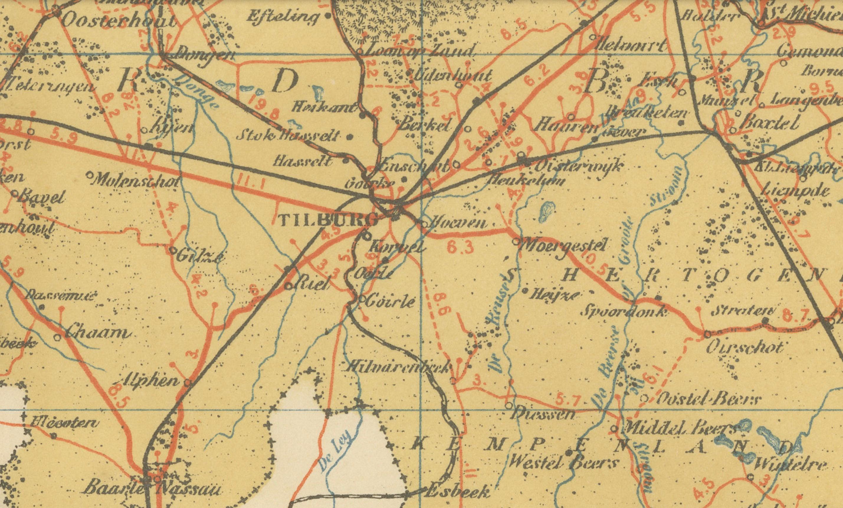 Rare Antique Map of Noord-Brabant – Sleeswijk Atlas of the Netherlands, 1914 For Sale 3