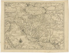 Rare Antique Map of Persia, Incl the Caspian Sea and the Arabian Peninsula, 1726