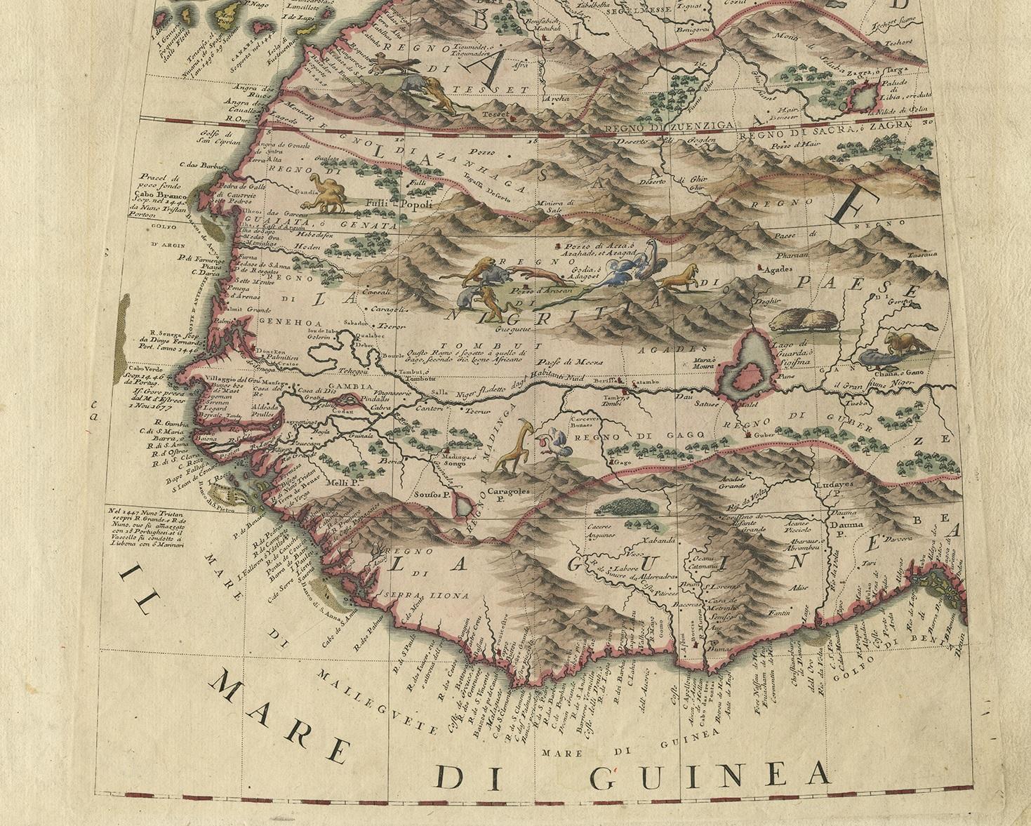 Rare Antique Map of Southwestern Europe and West Africa by V.M. Coronelli, 1692 In Good Condition For Sale In Langweer, NL