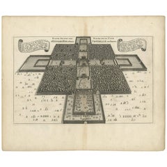 Rare Antique Map of the Imperial Court in Peking China, 1665