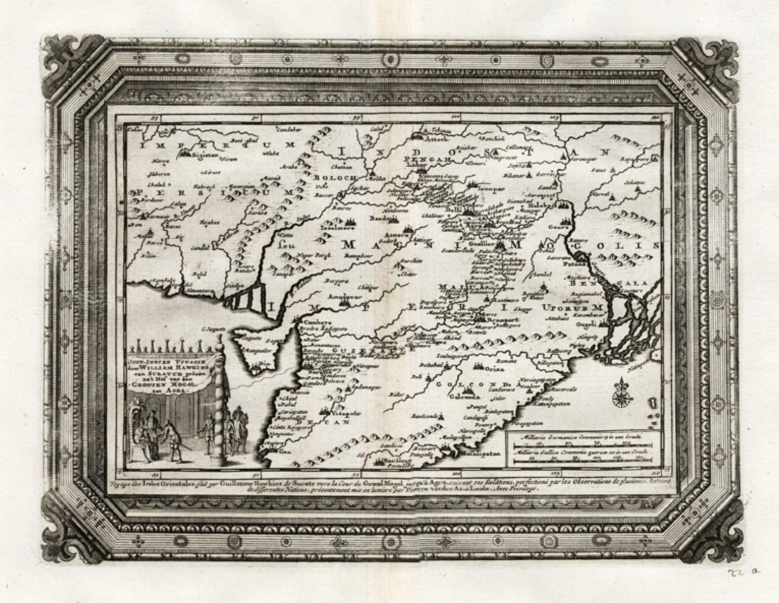 Rare Antique Map of the Moghul Empire, ca.1725 In Good Condition For Sale In Langweer, NL