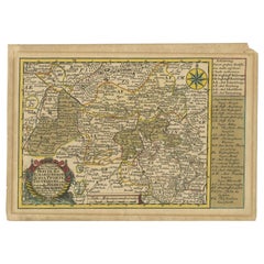 Rare Antique Map of the Region of Freyburg in Germany, 1749