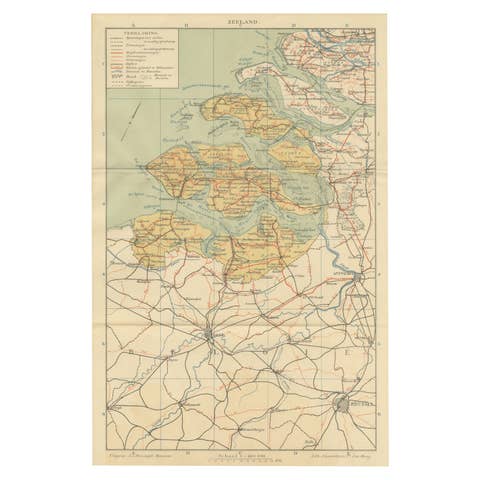 Rare Antique Map of Zeeland – Sleeswijk Atlas of the Netherlands, 1914