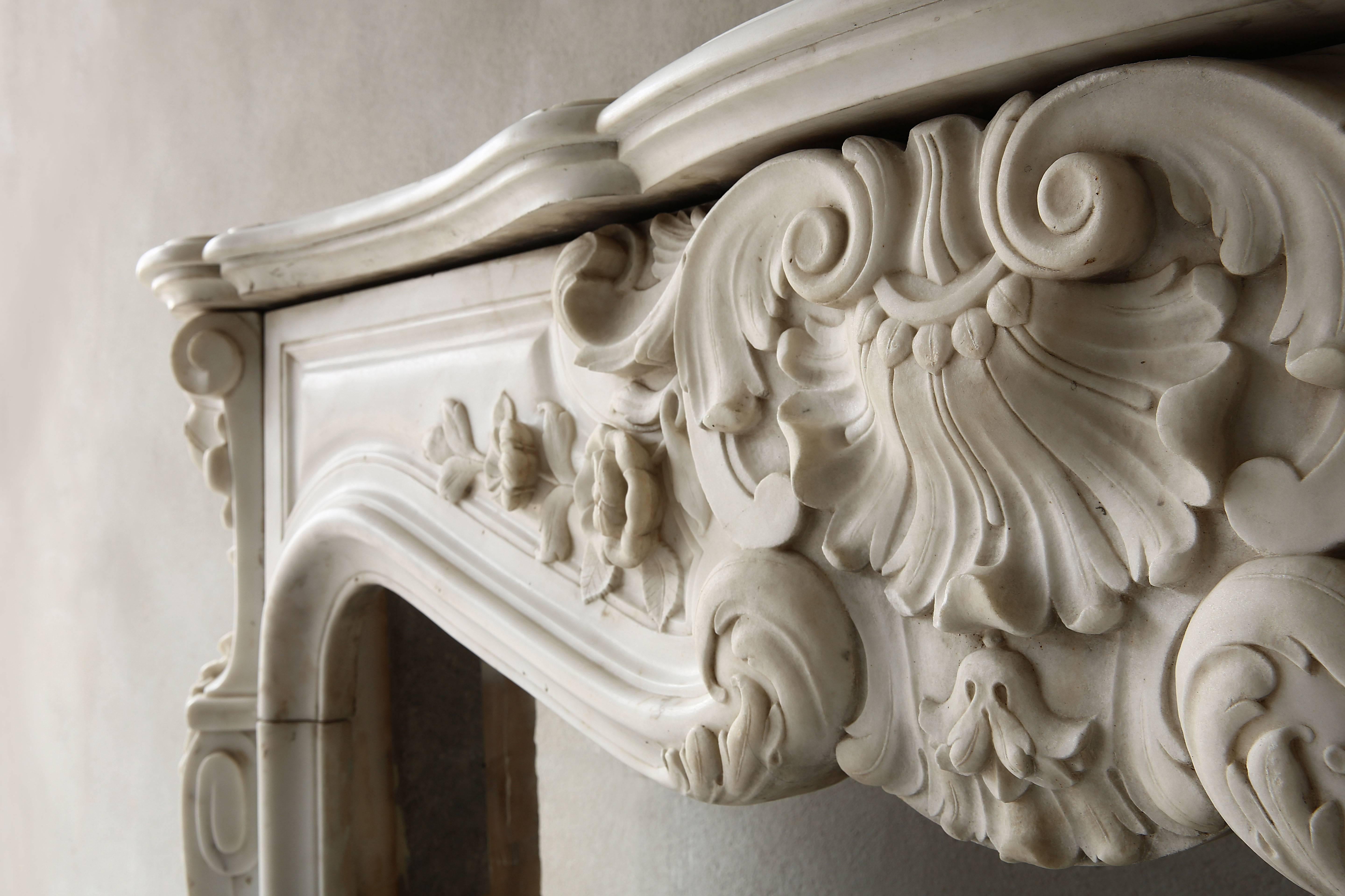 Rare Antique Marble Fireplace in Statuario Carrara Marble 1