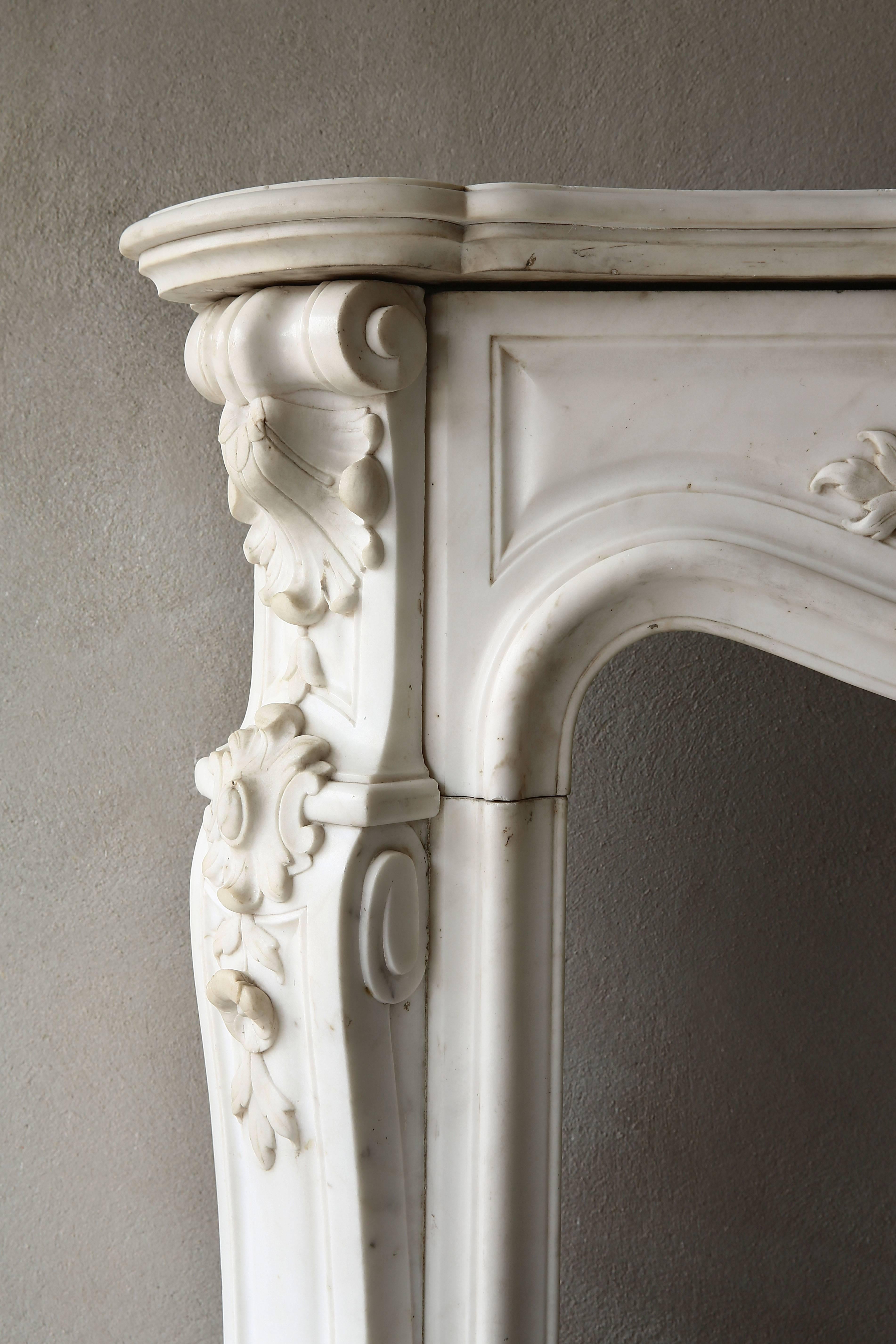 Rare Antique Marble Fireplace in Statuario Carrara Marble 2