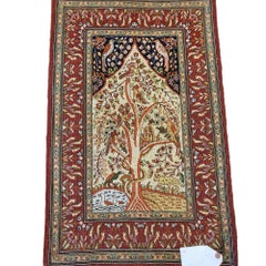 Rare Antique Maroon and Gold "Tree of Life"  All Silk Hereke