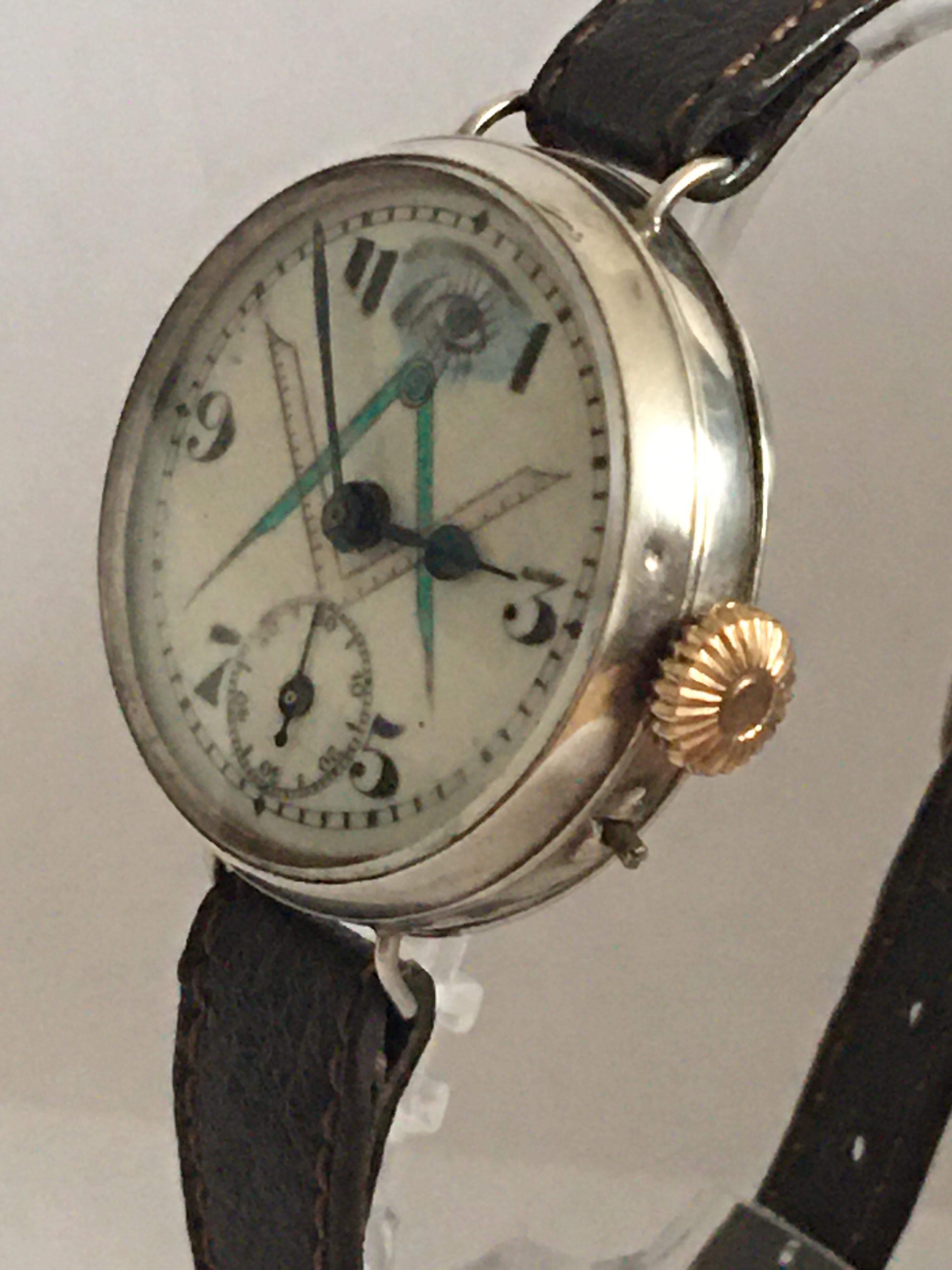 Rare Antique Masonic Silver Trench Watch 1