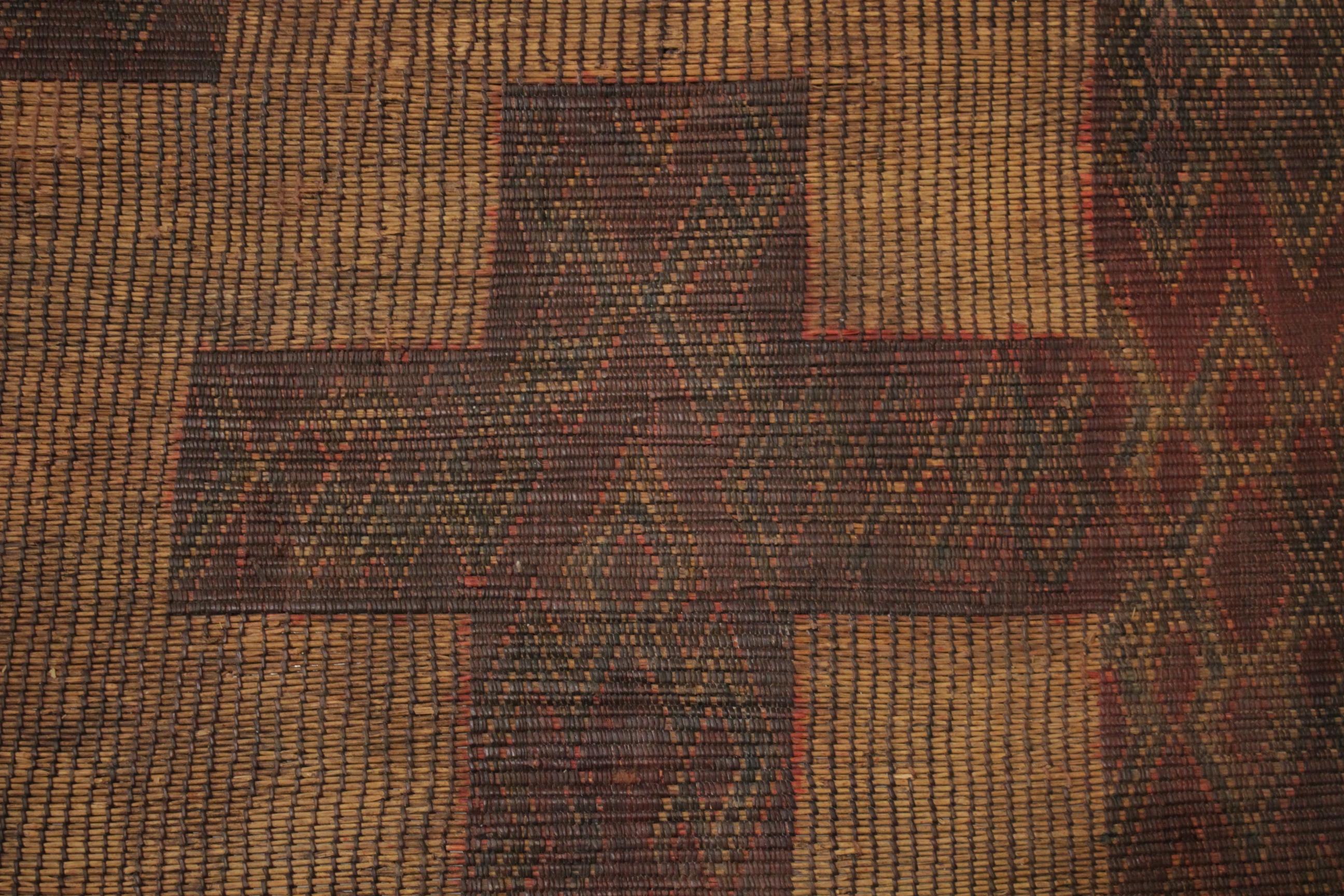 Seltene antike mauretanische Sahara Tuareg Leder und Schilf Quadrat Teppich  (Mauretanisch) im Angebot
