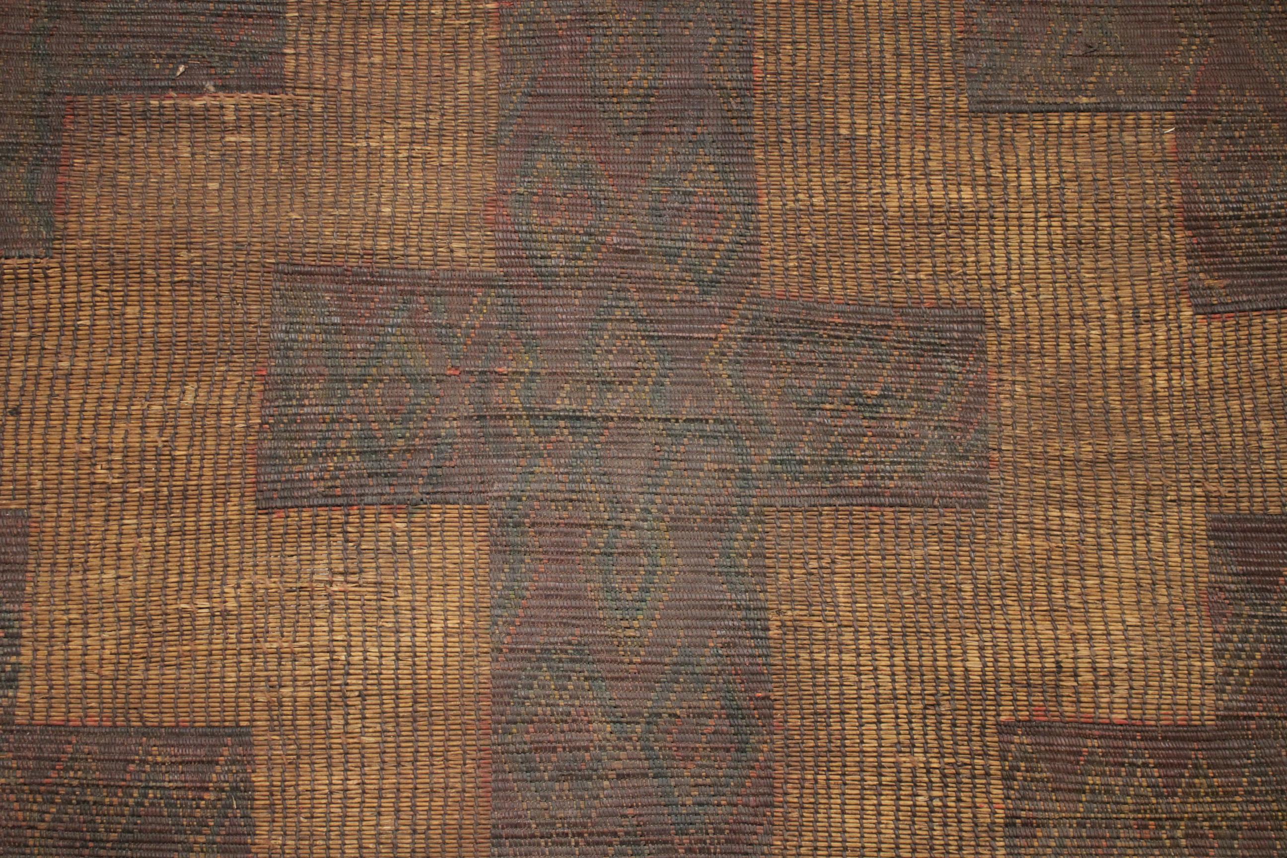 Seltene antike mauretanische Sahara Tuareg Leder und Schilf Quadrat Teppich  im Zustand „Gut“ im Angebot in Milan, IT
