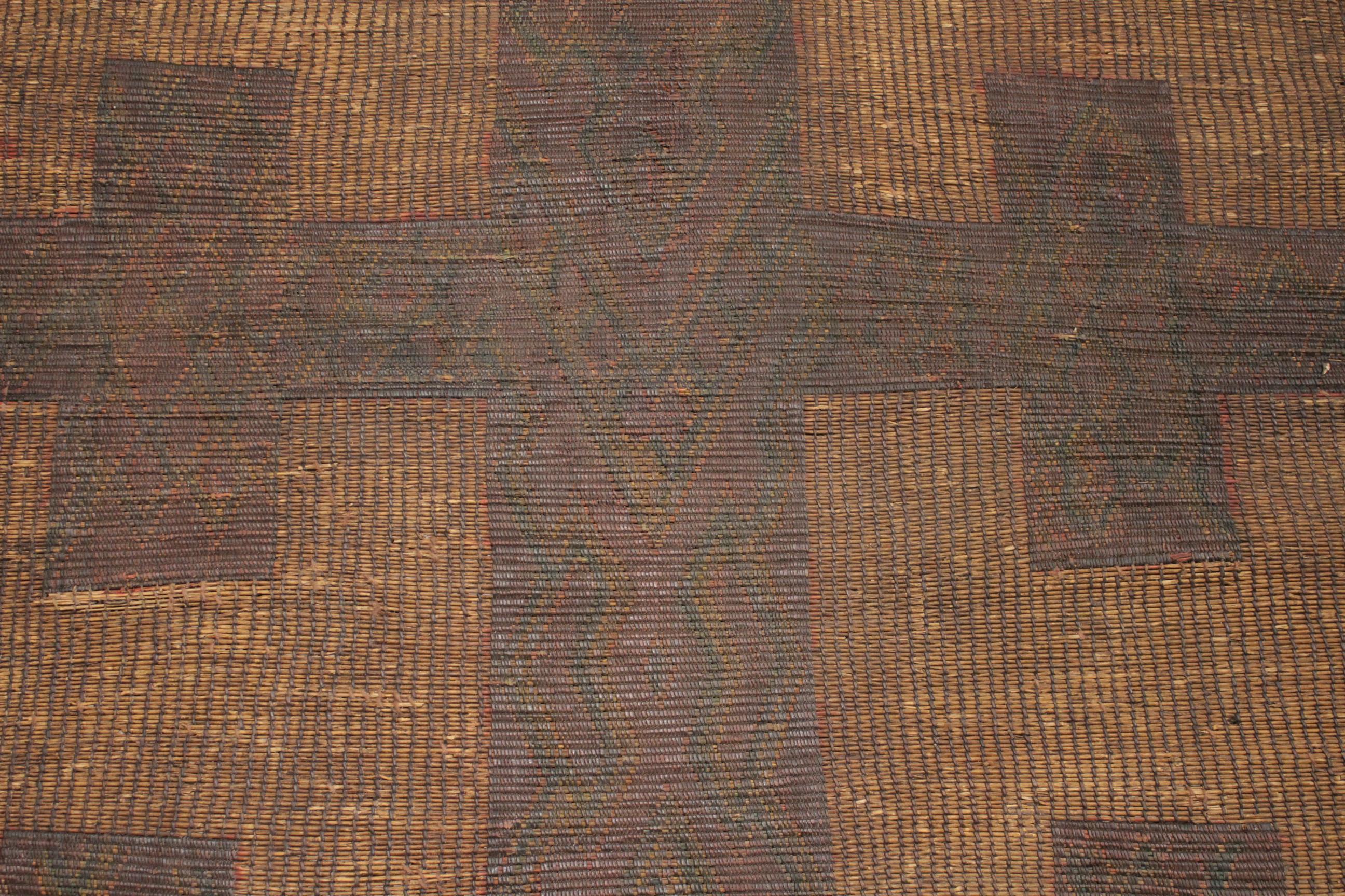 Seltene antike mauretanische Sahara Tuareg Leder und Schilf Quadrat Teppich  (20. Jahrhundert) im Angebot