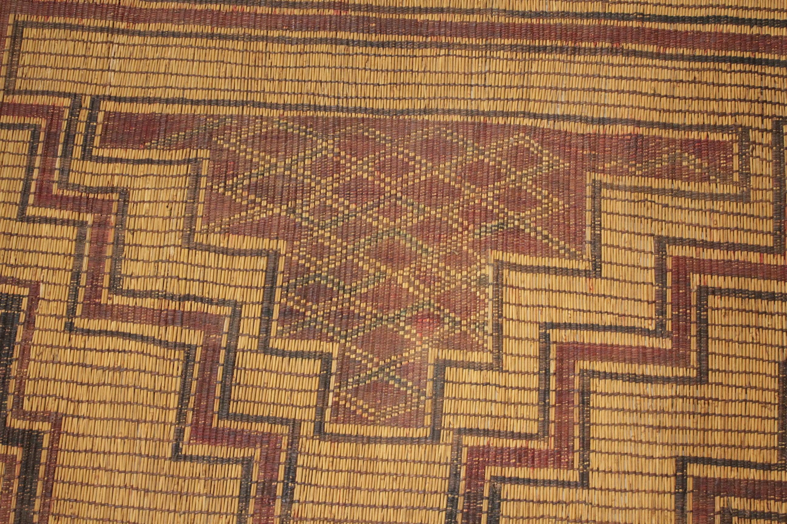 Seltener antiker Mauritanischer Saharanischer Tuareg-Teppich aus Leder und Schilf Großem Schilf  (Mauretanisch)