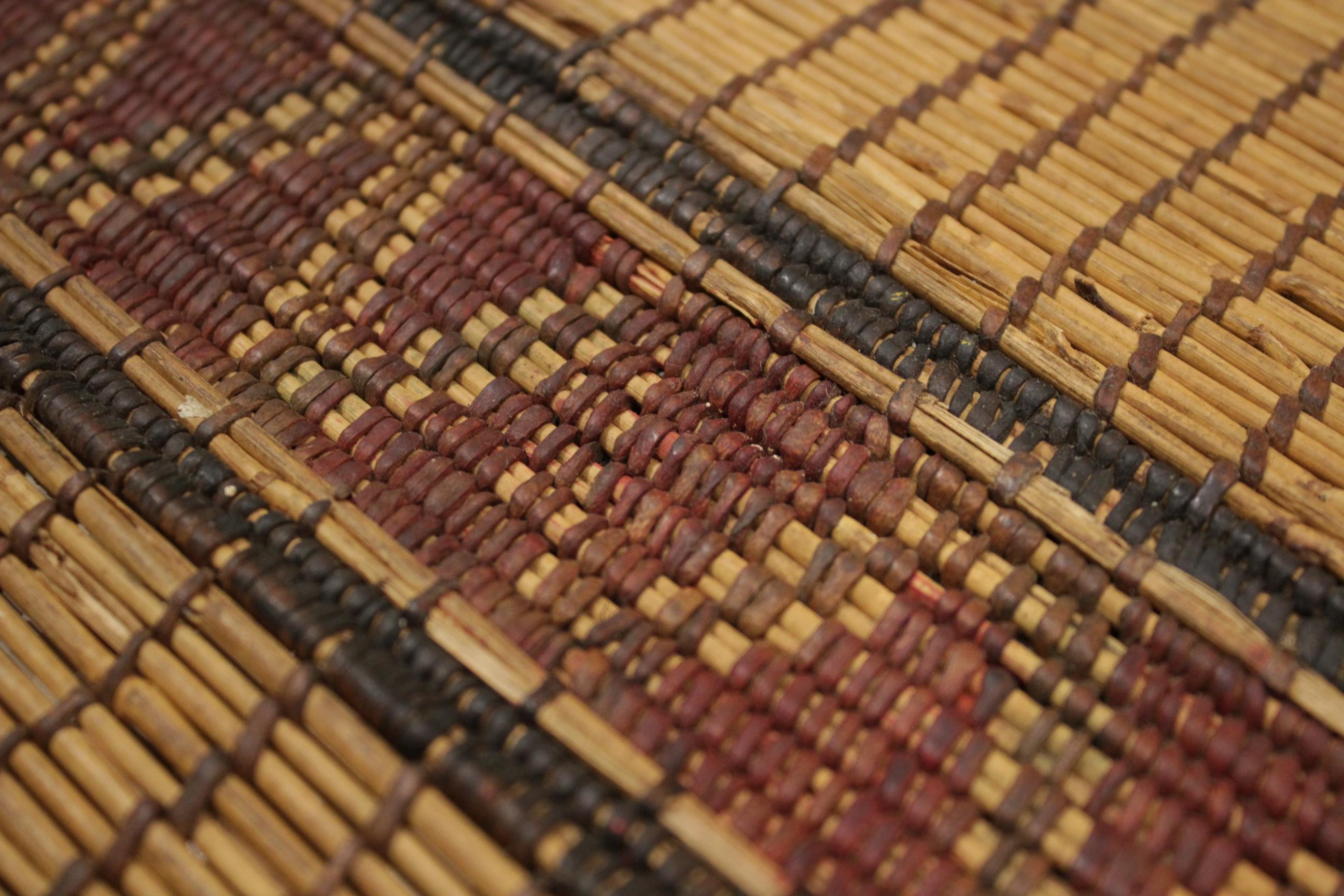 Rare Antique Mauritanian Saharan Tuareg Leather and Reed Large Rug  For Sale 1