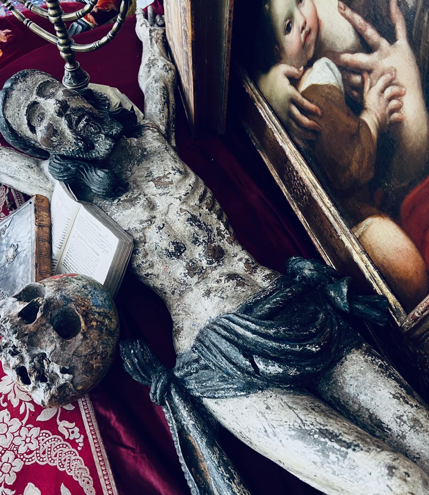 Rare Antique Medieval Gothic Corpus Christi, Large, Untouched Museum Masterpiece In Good Condition For Sale In Doha, QA