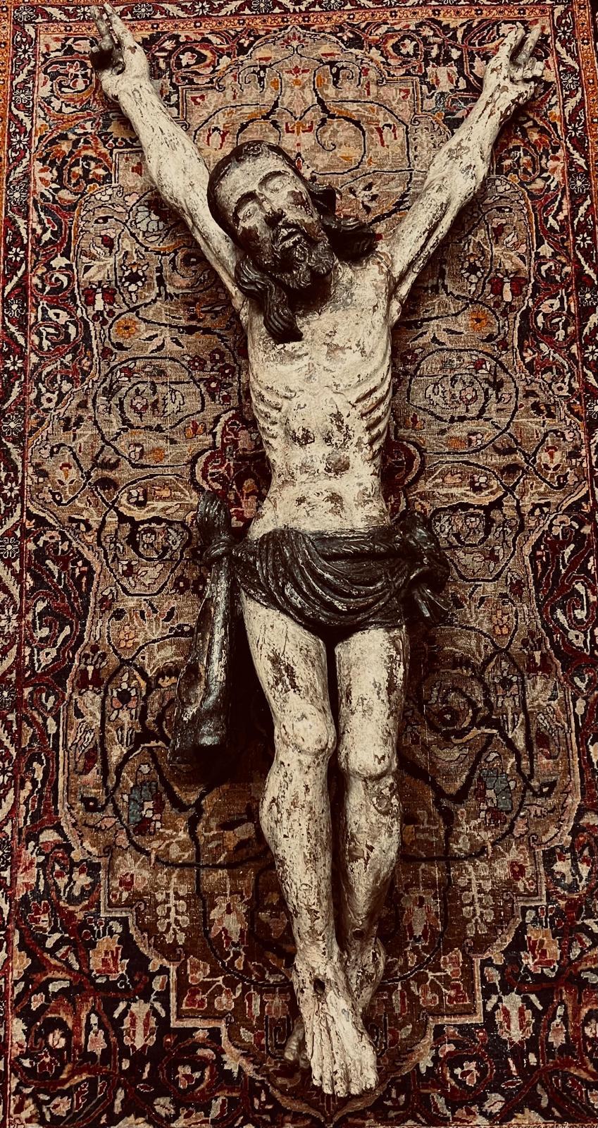 Wood Rare Antique Medieval Gothic Corpus Christi, Large, Untouched Museum Masterpiece For Sale