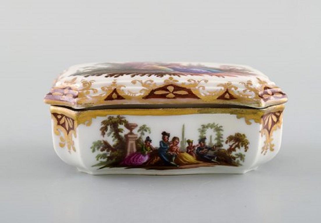Rococo Rare Antique Meissen Tabatiere in Hand Painted Porcelain, Dated 1876