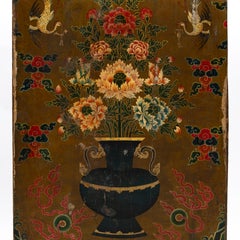 Rare antique Ming Dynasty Period Painting With Flowers