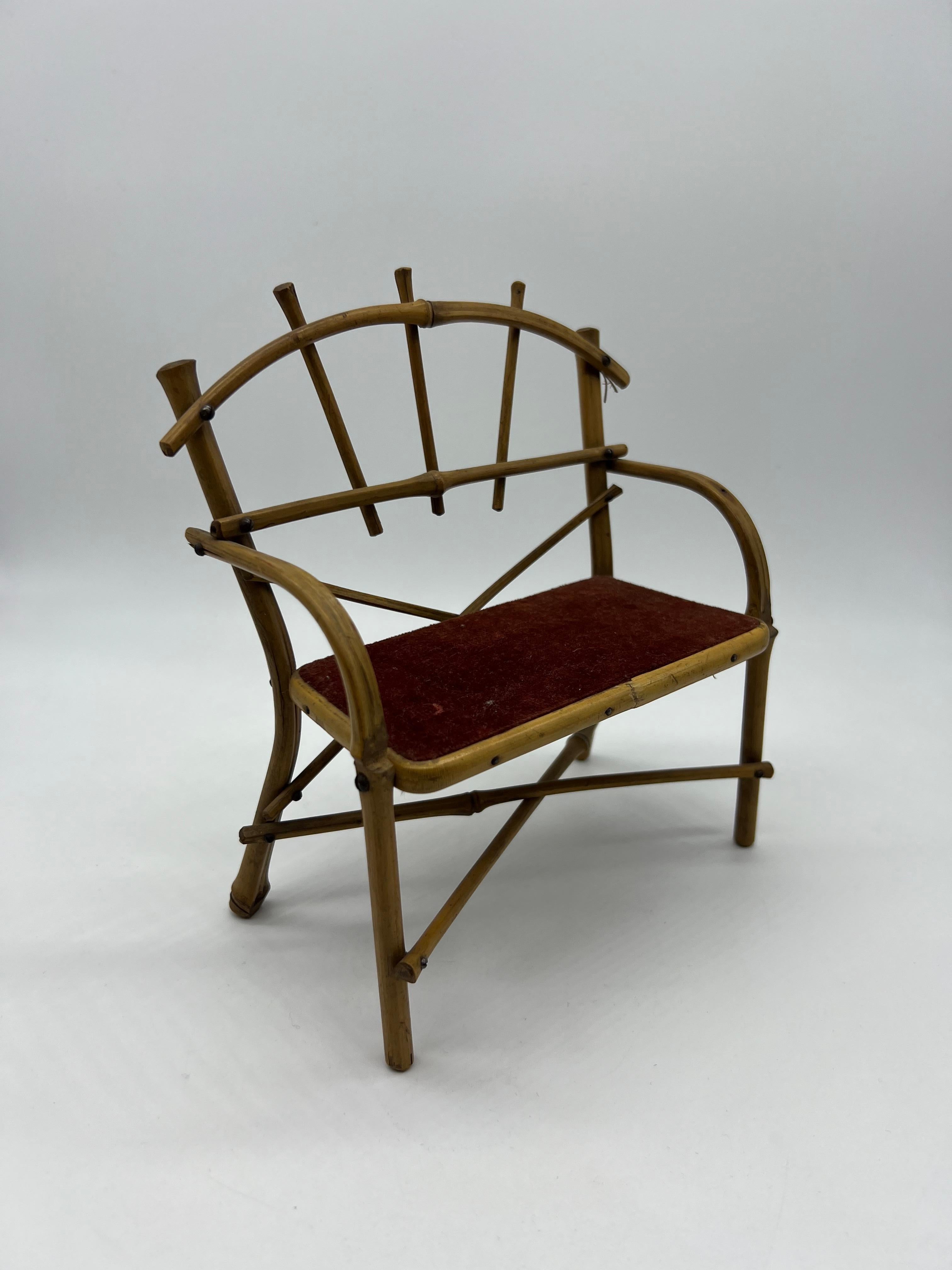Early 20th Century Rare Antique Miniature Bamboo Set Thonet Style For Sale