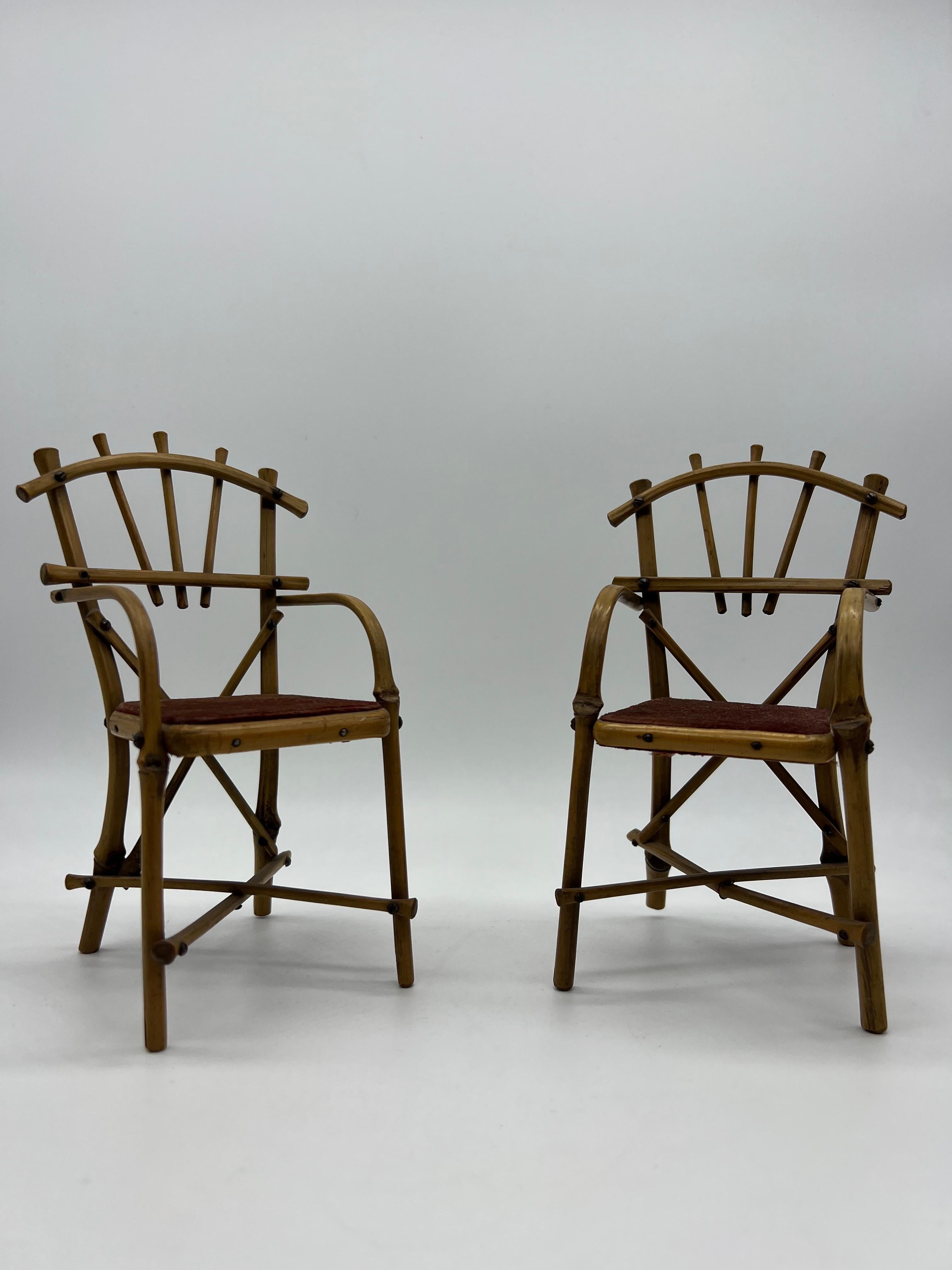 Rare Antique Miniature Bamboo Set Thonet Style For Sale 3