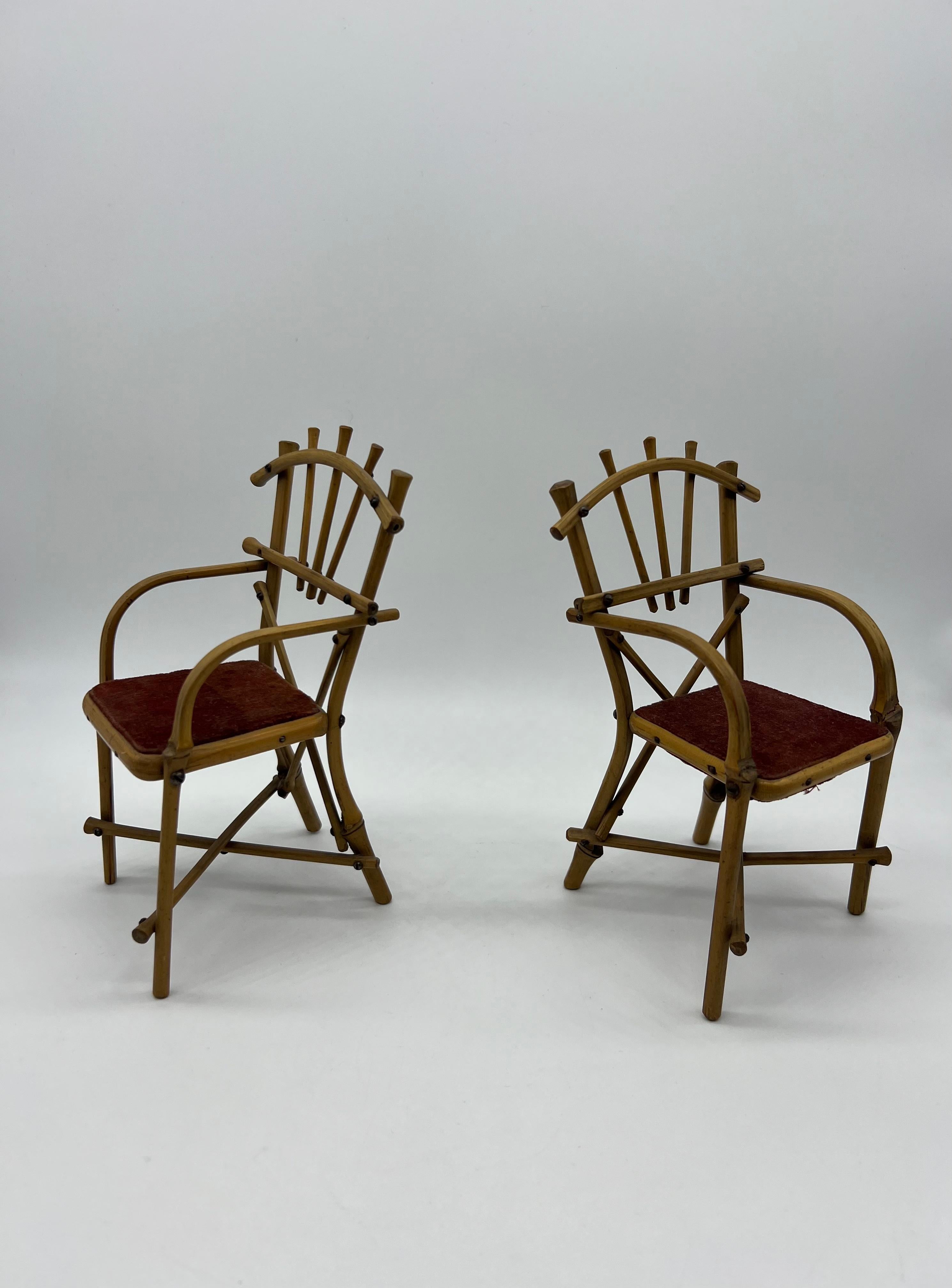 Rare Antique Miniature Bamboo Set Thonet Style For Sale 4