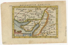 Rare Antique Miniature Map of Pakistan, India and Cambaia, ca.1616