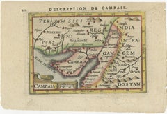 Rare Antique Miniature Map of Pakistan, India and Cambaia, ca.1618
