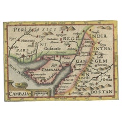 Rare Antique Miniature Map of Pakistan, India and Cambaia, ca.1618