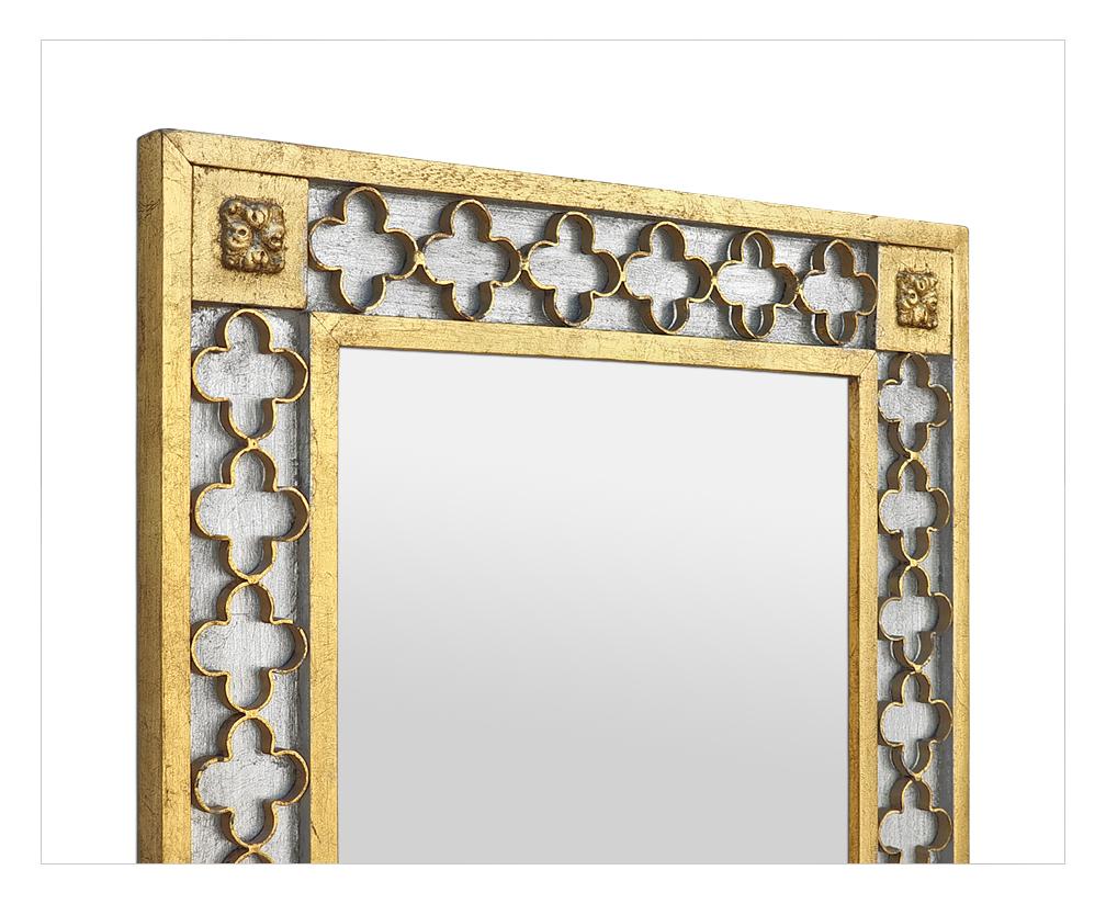 Gilt Rare Antique Mirror, Gilded & Silvered Wood, Wrought Iron, circa 1960 For Sale