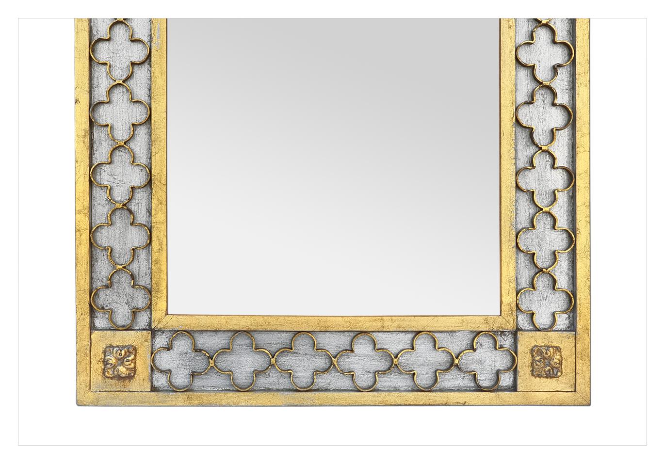 Rare Antique Mirror, Gilded & Silvered Wood, Wrought Iron, circa 1960 In Good Condition For Sale In Paris, FR