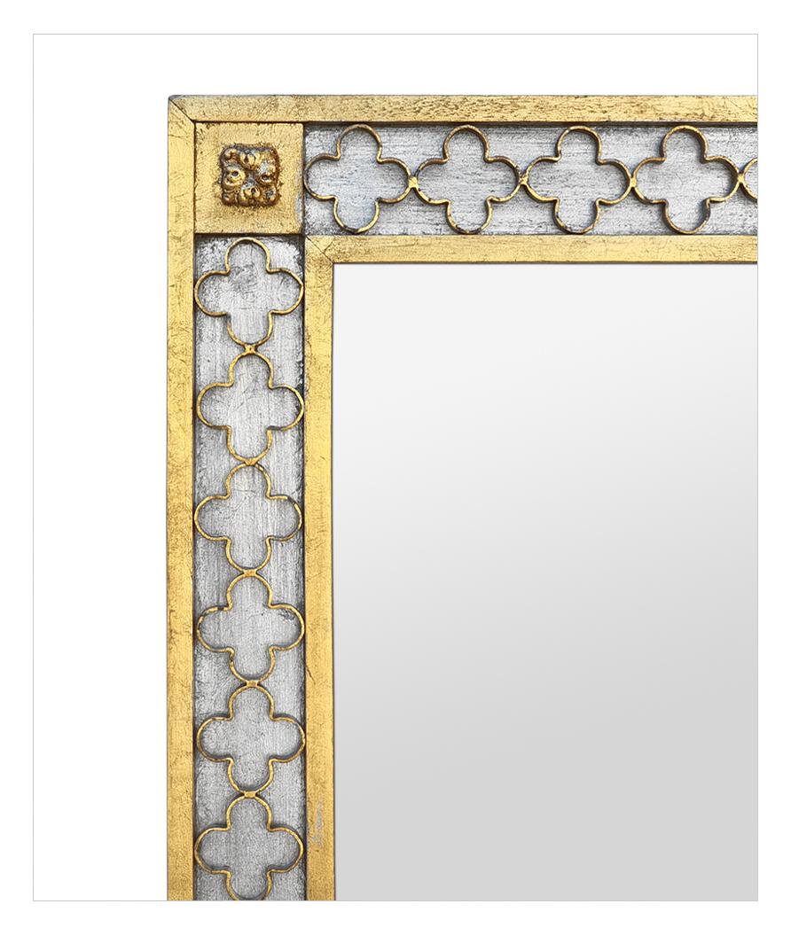 Mid-20th Century Rare Antique Mirror, Gilded & Silvered Wood, Wrought Iron, circa 1960 For Sale