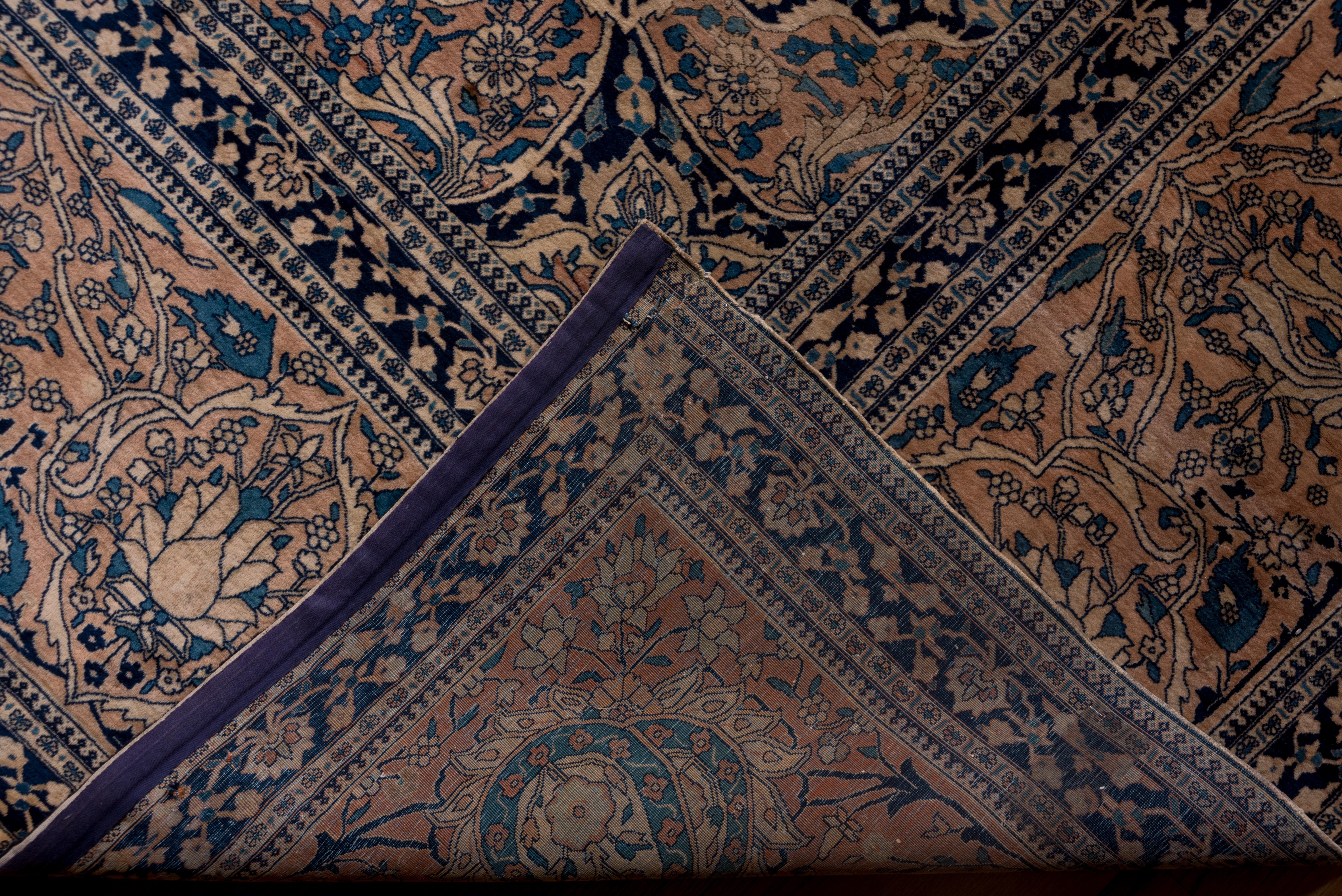 Rare Antique Mohtasham Kashan Carpet, Navy Field, Mansion Carpet For Sale 2