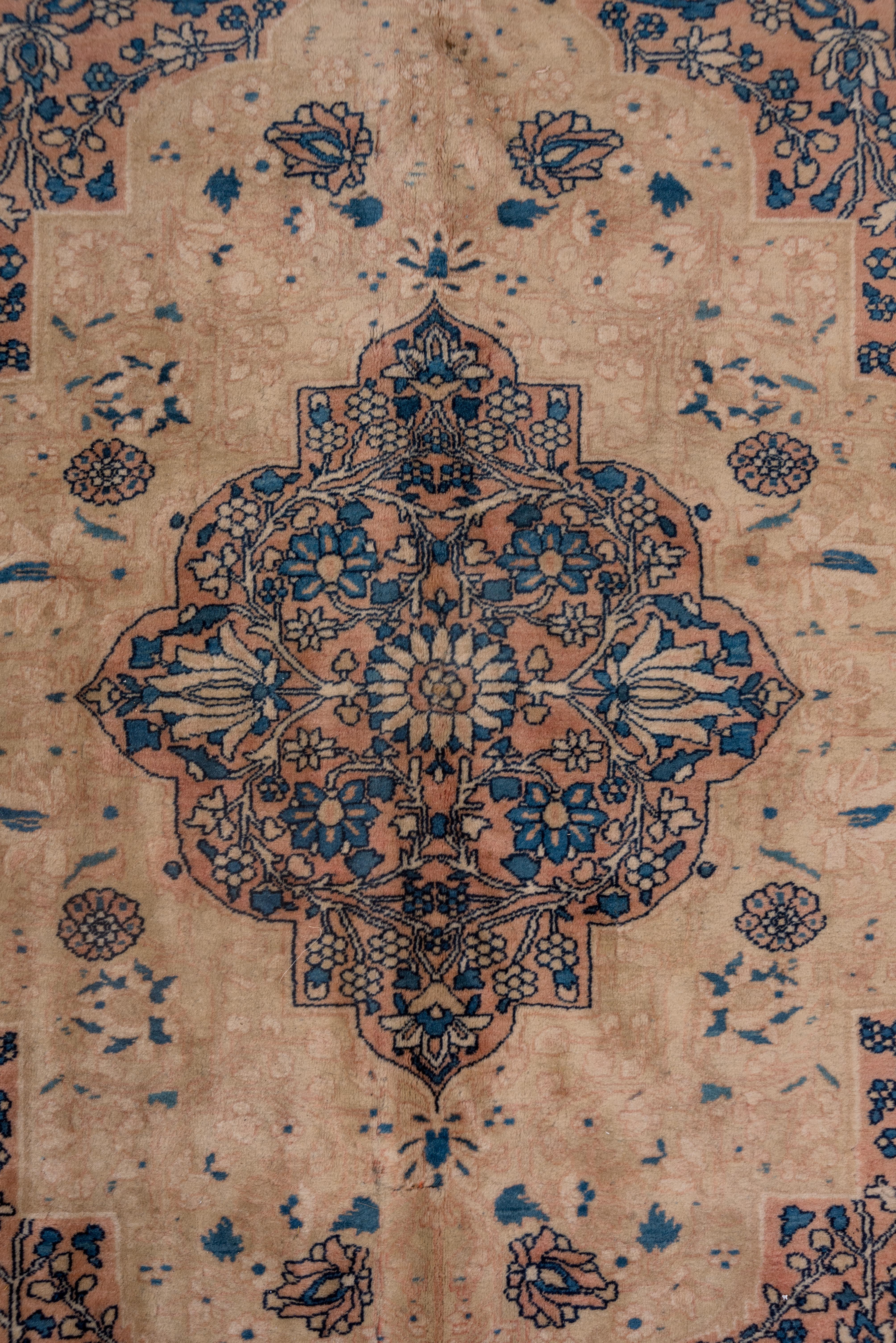 Early 20th Century Rare Antique Mohtasham Kashan Carpet, Navy Field, Mansion Carpet For Sale