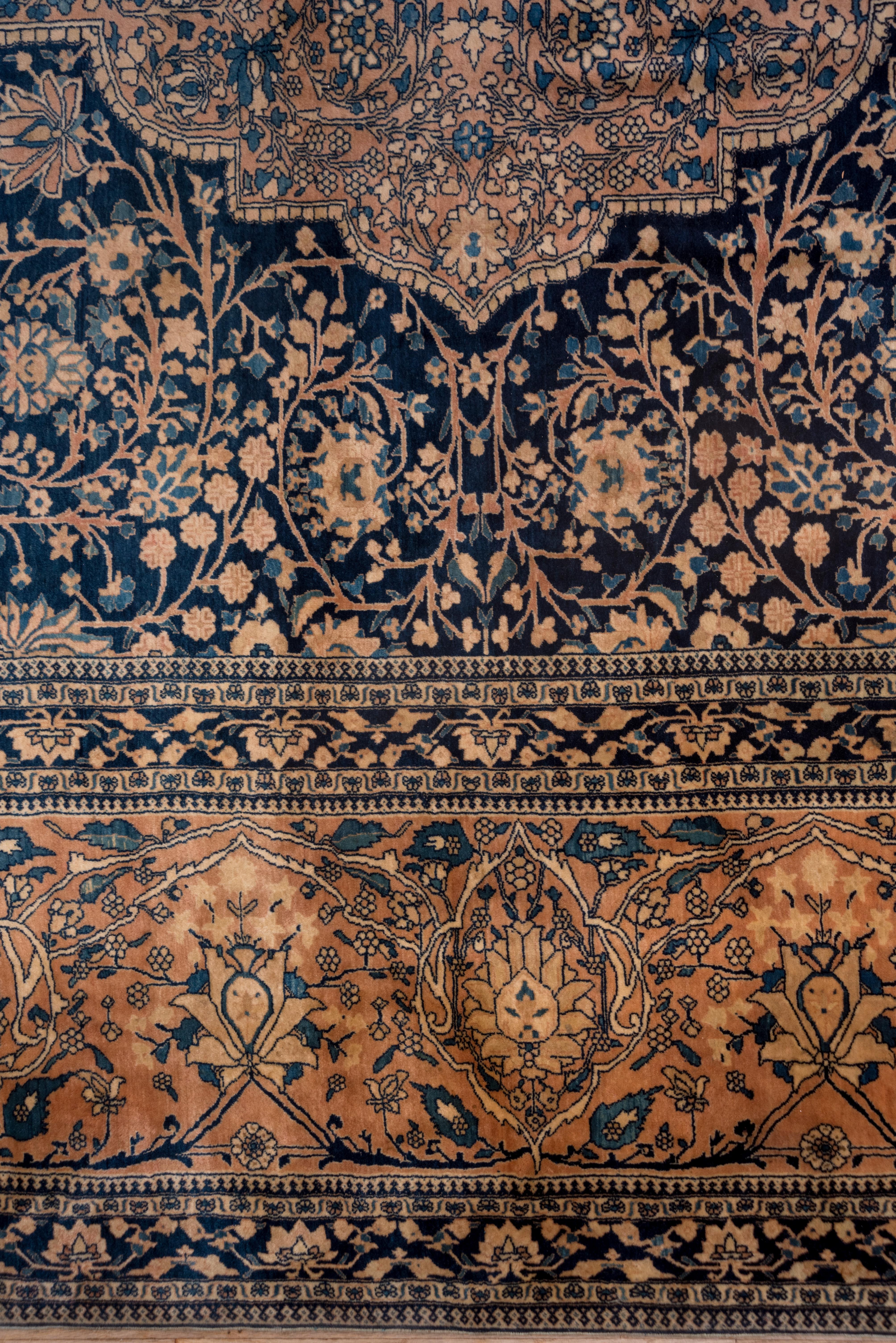Raro tappeto Mohtasham Kashan antico, campo della marina, tappeto da palazzo 1