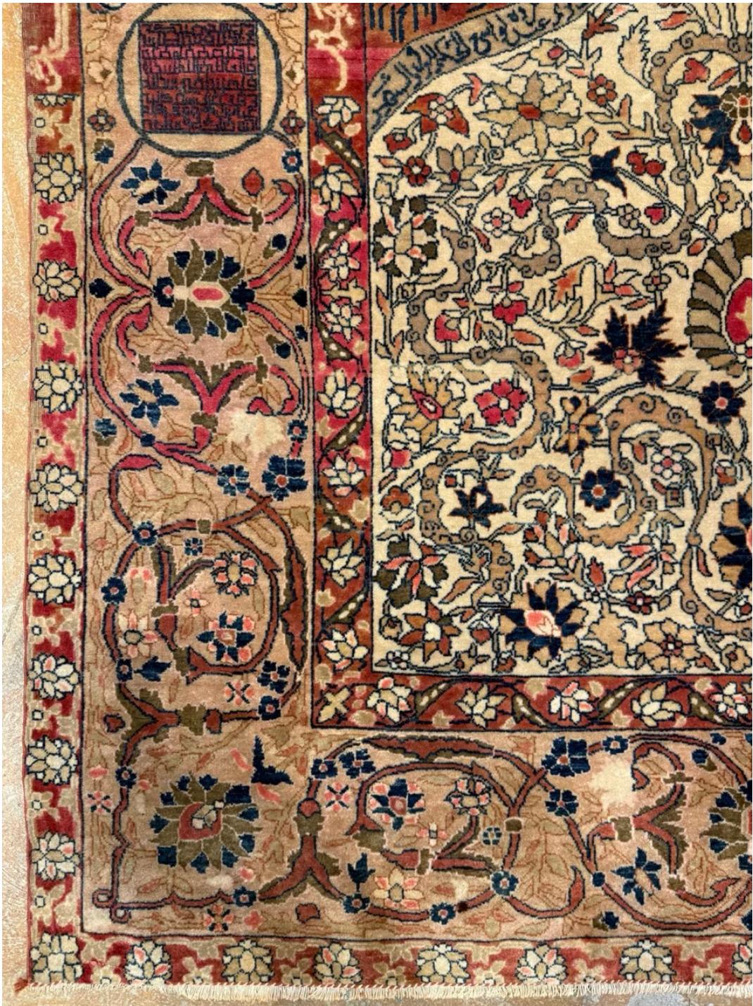 Seltener antiker Mohtasham Kashan-Teppich (Islamisch) im Angebot