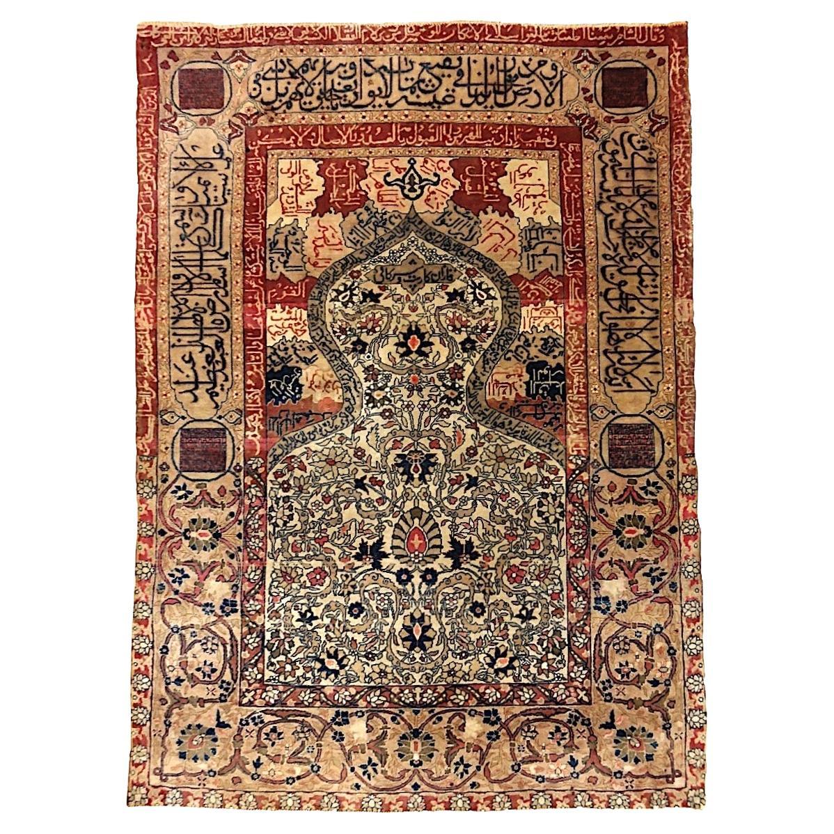 Seltener antiker Mohtasham Kashan-Teppich im Angebot