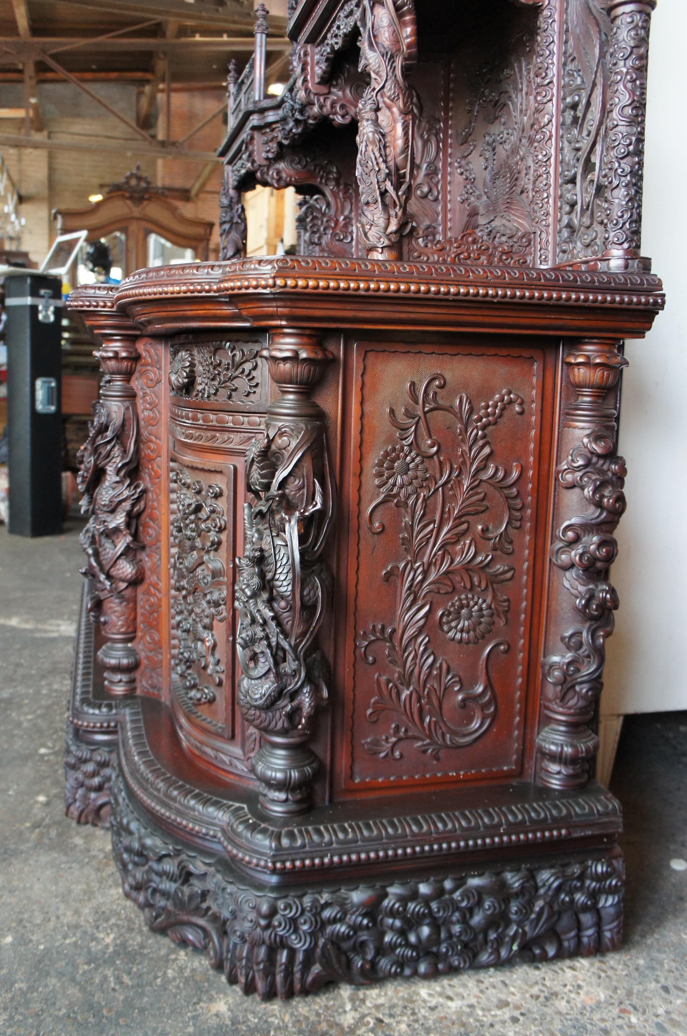 Rare Antique Monumental Japanese Imperial Carved Elm Altar Sideboard Console For Sale 6